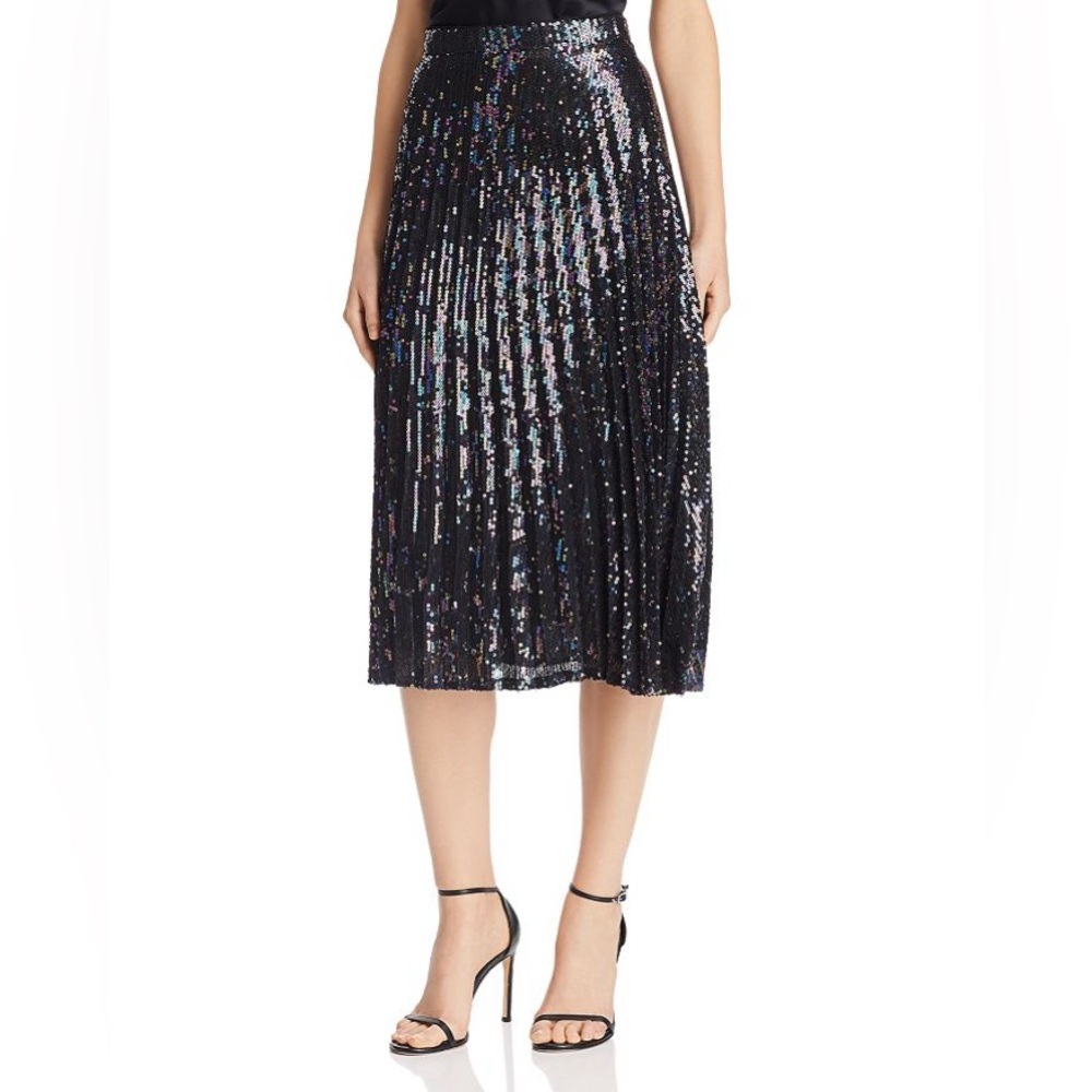 Parker Citrine Sequined Pleated Midi Skirt